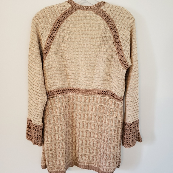 ❌️SOLD❌️ Dress Barn Brown & Tan Knit Cardigan Small - Picture 2 of 7